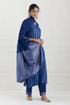 Buy Tashee Blue Cotton Stripes Notched Lurex Kurta Pant Set at Aza Fashions Buy_Tashee_Blue Cotton Stripes Notched Lurex Kurta Pant Set _at_Aza_Fashions