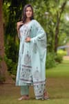 Inara Jaipur_Blue Cotton Printed Block V Neck Kurta Palazzo Set  _Online_at_Aza_Fashions