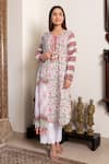 Inara Jaipur_White Cotton Embroidered Chikankari Round Floral Print Kurta Set  _Online_at_Aza_Fashions