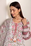 Buy_Inara Jaipur_White Cotton Embroidered Chikankari Round Floral Print Kurta Set  _Online_at_Aza_Fashions