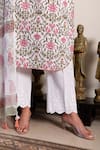 Shop_Inara Jaipur_White Cotton Embroidered Chikankari Round Floral Print Kurta Set  _Online_at_Aza_Fashions