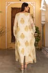 Shop_Inara Jaipur_White Cotton Embroidered Gota Work Block Print Kaftan And Palazzo Set  _at_Aza_Fashions