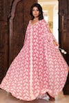 Buy_Inara Jaipur_Pink Georgette Hand Block Print Kaftan_at_Aza_Fashions