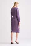 Shop_Notebook_Purple Satin Plain V Neck Gigi Colourblock Overlap Dress _at_Aza_Fashions