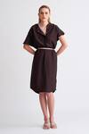 Buy_Notebook_Brown Silk Crepe Donna Shift Dress_at_Aza_Fashions