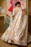 Shop_Mayyur Girotra Couture_White Silk Printed Gota Leaf Neck Shubhra Bridal Lehenga Set  _at_Aza_Fashions