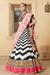 Buy_Mayyur Girotra Couture_Black Silk Printed Chevron Scoop Neck Sanchi Lehenga Set  _Online_at_Aza_Fashions