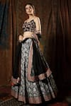 Buy_Mayyur Girotra Couture_Black Silk Printed Patola V Neck Shab Lehenga Set  _at_Aza_Fashions