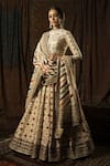 Buy_Mayyur Girotra Couture_White Silk Printed Gota Round Khalis Patola Bridal Lehenga Set  _at_Aza_Fashions