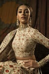 Buy_Mayyur Girotra Couture_White Silk Printed Gota Round Khalis Patola Bridal Lehenga Set  _Online_at_Aza_Fashions