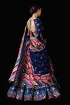 Shop_Mayyur Girotra Couture_Blue Printed Applique Gota V Neck Naubahar Silk Lehenga Set  _Online_at_Aza_Fashions