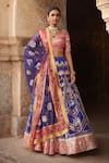 Buy_Mayyur Girotra Couture_Blue Silk Embroidered Gota V Neck Kanwal Bridal Lehenga Set  _at_Aza_Fashions