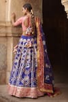 Shop_Mayyur Girotra Couture_Blue Silk Embroidered Gota V Neck Kanwal Bridal Lehenga Set  _at_Aza_Fashions