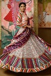 Buy_Mayyur Girotra Couture_White Silk Printed Geometric Round Sarmaya Lehenga Set  _at_Aza_Fashions