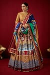 Buy_Mayyur Girotra Couture_Multi Color Silk Printed Gota Round Chandan Bridal Lehenga Set  _at_Aza_Fashions