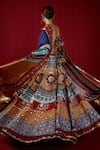 Shop_Mayyur Girotra Couture_Multi Color Silk Printed Gota Round Chandan Bridal Lehenga Set  _at_Aza_Fashions