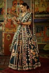 Buy_Mayyur Girotra Couture_Green Printed Gota V Neck Nisargah Silk Patola Lehenga Set  _at_Aza_Fashions