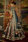 Mayyur Girotra Couture_Green Printed Gota V Neck Nisargah Silk Patola Lehenga Set  _Online_at_Aza_Fashions