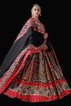 Buy_Mayyur Girotra Couture_Black Silk Printed And Embroidered Gota Gulmohar Patola Lehenga Set  _at_Aza_Fashions