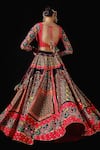 Shop_Mayyur Girotra Couture_Black Silk Printed And Embroidered Gota Gulmohar Patola Lehenga Set  _at_Aza_Fashions