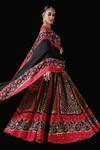 Mayyur Girotra Couture_Black Silk Printed And Embroidered Gota Gulmohar Patola Lehenga Set  _Online_at_Aza_Fashions