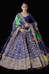 Buy_Mayyur Girotra Couture_Blue Silk Printed Antique Scoop Neck Parikrama Patola Lehenga Set  _at_Aza_Fashions