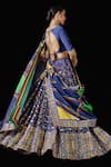 Shop_Mayyur Girotra Couture_Blue Silk Printed Antique Scoop Neck Parikrama Patola Lehenga Set  _at_Aza_Fashions