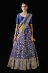 Buy_Mayyur Girotra Couture_Blue Silk Printed Antique Scoop Neck Parikrama Patola Lehenga Set  _Online_at_Aza_Fashions