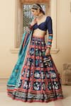 Buy_Mayyur Girotra Couture_Blue Silk Printed Patola Sweetheart Neck Yashmi Lehenga Set  _Online_at_Aza_Fashions