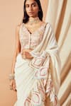 Tamanna Punjabi Kapoor_White Georgette Embroidered Mirror Work V Ruffle Saree With Blouse  _Online_at_Aza_Fashions