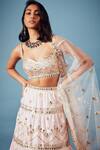 Tamanna Punjabi Kapoor_Pink Chanderi Mirror Embroidered Lehenga Set_Online_at_Aza_Fashions