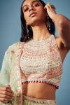 Tamanna Punjabi Kapoor_Green Chanderi Mirror Embroidered Lehenga Set_Online_at_Aza_Fashions