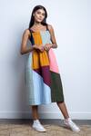 Buy_Doodlage_Multi Color Zero Waste Perle Quilted Dress_at_Aza_Fashions