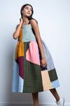 Buy_Doodlage_Multi Color Zero Waste Perle Quilted Dress_Online_at_Aza_Fashions