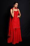 Buy Archana Kochhar Red Chanderi (vegan And Eco Friendly) Mirror, Shimmer Rouge Kurta Sharara Set at Aza Fashions Buy_Archana Kochhar_Red Chanderi (vegan And Eco Friendly) Mirror, Shimmer Rouge Kurta Sharara Set _at_Aza_Fashions
