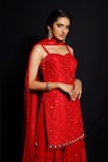 Buy Archana Kochhar Red Chanderi (vegan And Eco Friendly) Mirror, Shimmer Rouge Kurta Sharara Set Online at Aza Fashions Buy_Archana Kochhar_Red Chanderi (vegan And Eco Friendly) Mirror, Shimmer Rouge Kurta Sharara Set _Online_at_Aza_Fashions