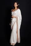 Shop_Archana Kochhar_White Saree (vegan And Eco Friendly) Blouse Raw With Embroidered _at_Aza_Fashions