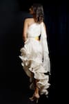 Shop_Archana Kochhar_White Chanderi (vegan And Eco Friendly) Synchronized Scintillation Ruffle Gown _at_Aza_Fashions