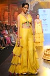 Buy_Archana Kochhar_Yellow Chanderi (vegan And Eco Friendly) Palazzo Set With Ruffle Jacket _at_Aza_Fashions