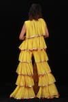 Shop_Archana Kochhar_Yellow Chanderi (vegan And Eco Friendly) Palazzo Set With Ruffle Jacket _at_Aza_Fashions