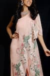 Buy_Archana Kochhar_Pink Georgette And Scuba Printed Floral Motifs One Shoulder Paradise Jumpsuit _Online_at_Aza_Fashions