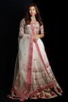 Buy_Archana Kochhar_White Lehenga And Blouse Raw Silk Dupatta Net Floral Embroidered Bridal Set _at_Aza_Fashions