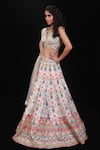 Archana Kochhar_White Lehenga And Blouse Raw Silk Dupatta Net Printed Shehnaz Bridal Set _Online_at_Aza_Fashions