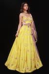 Archana Kochhar_Yellow Lehenga And Blouse Raw Silk Dupatta Net Floral Motifs Embroidered Set _Online_at_Aza_Fashions