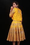 Shop_Archana Kochhar_Yellow Raw Silk Embroidered Kasab Thread And Sequins Jacket Lehenga Set _at_Aza_Fashions