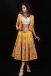 Archana Kochhar_Yellow Raw Silk Embroidered Kasab Thread And Sequins Jacket Lehenga Set _Online_at_Aza_Fashions