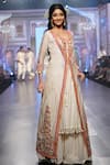 Shop_Archana Kochhar_White Kurta And Jacket Chanderi (vegan & Eco Friendly) Palazzo Set With _at_Aza_Fashions