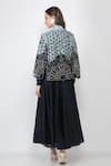 Shop_Jajaabor_Blue Silk Chanderi Sequin Round Cape And Anarkali Set_at_Aza_Fashions