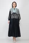 Buy_Jajaabor_Blue Silk Chanderi Sequin Round Cape And Anarkali Set_Online_at_Aza_Fashions