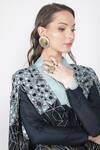 Shop_Jajaabor_Blue Silk Chanderi Sequin Round Cape And Anarkali Set_Online_at_Aza_Fashions